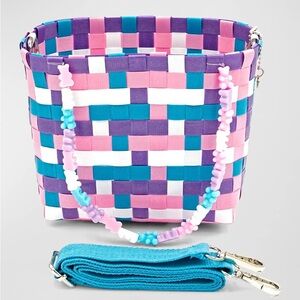 Kids Woven Pink Purple Teal Basket Handbag with Gummy Bear Handle NWT